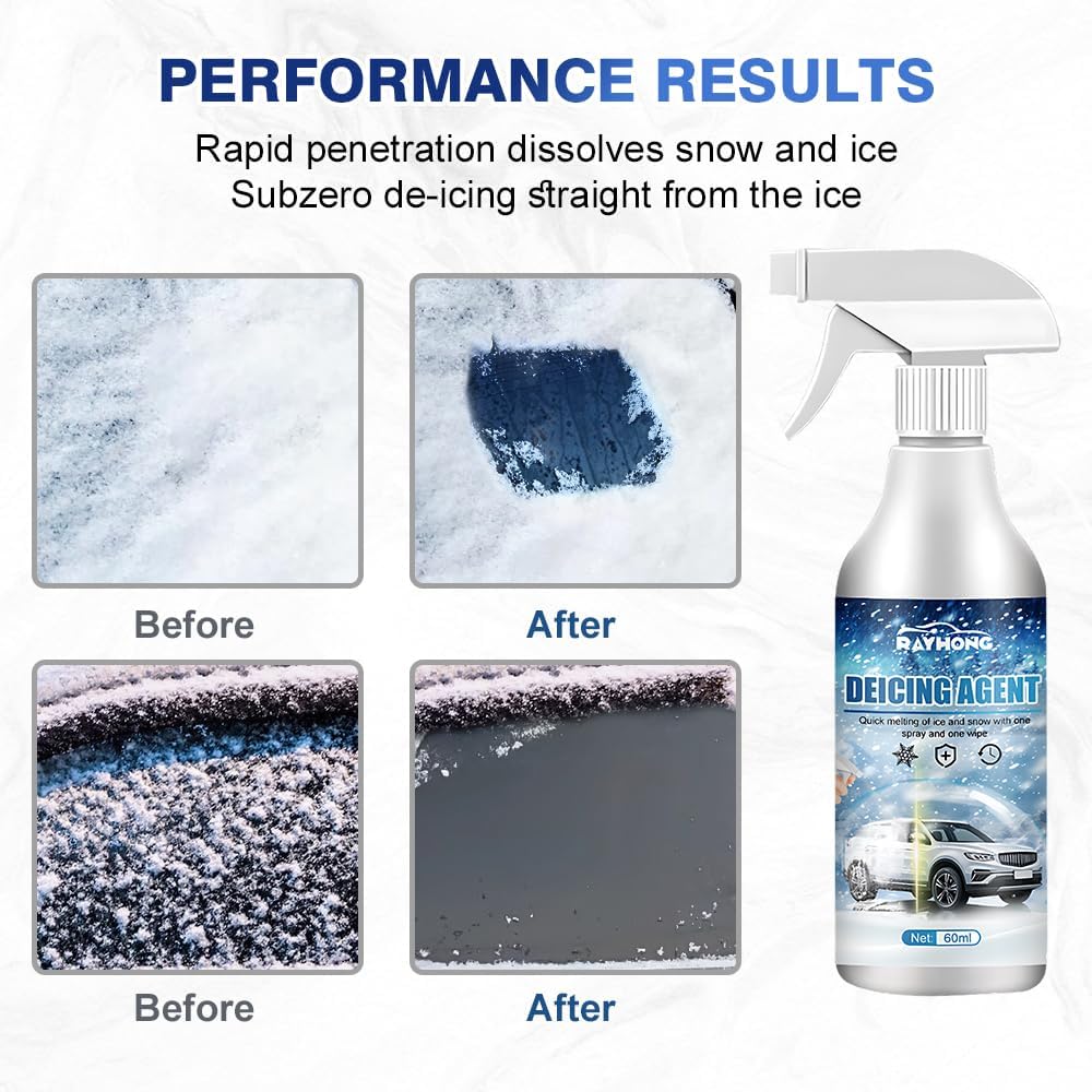De - Icer for Car Windshield Defroster, Snow Melting Defrost Liquid for Car Window Cleaner, Instantly Melts Ice & Winter Frost for Car Windshields, Windows, Mirrors, Key Locks, & Latches (1)