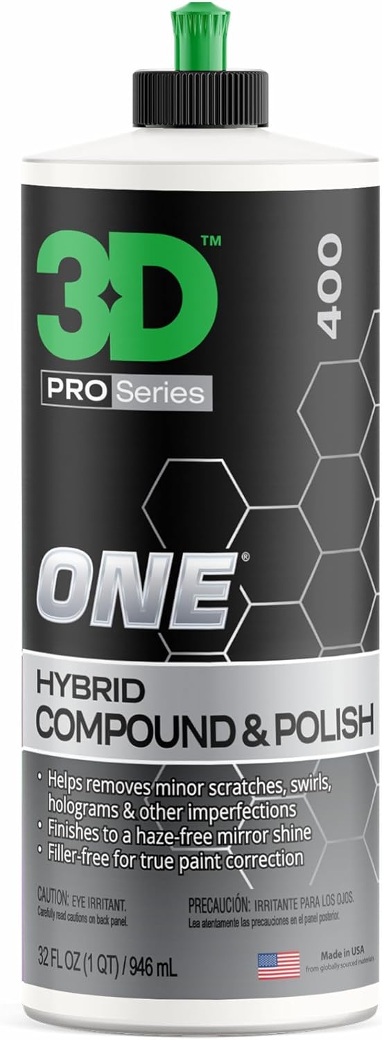 3D One Car Scratch & Swirl Remover Hybrid Rubbing Compound & Polish Buffing Compound for True Paint Correction 8oz Made in USA