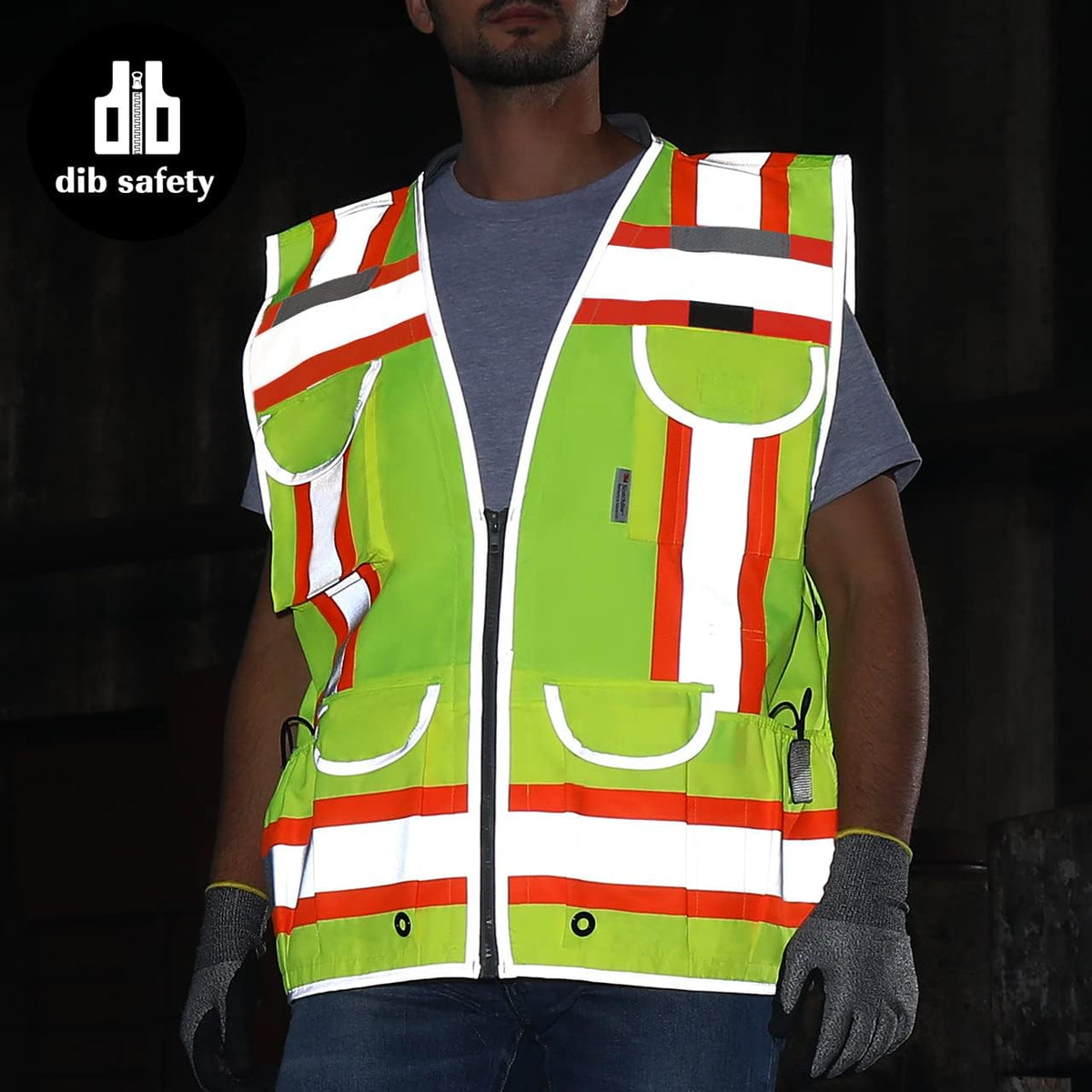 Dib Safety Reflective Mesh Vest ANSI Class 3, High Visibility with Pockets and Zipper, Made with 3M Reflective Tape, Yellow XL