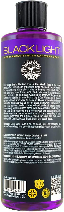Chemical Guys CWS619 Black Light Foaming Car Wash Soap (Works with Foam Cannons, Foam Guns or Bucket Washes) Safe for Cars, Trucks, Motorcycles, RVs & More, 128 fl oz (1 Gallon), Black Cherry Scent