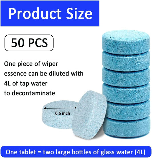 ASUBHA 50PCS Car Windshield Washer Fluid Tablets, Windshield Wipe Fluid, Windshield Washer Fluid Concentrate, Windshield Washer Solid Effervescent, Automotive Glass Cleaner Fit for Car Window Glass