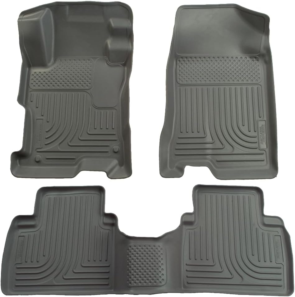 Husky Liners Weatherbeater Floor Mats | Fits 2006-2011 Honda Civic 4-Door | Front & 2nd Row, 3-pc Black - 98411