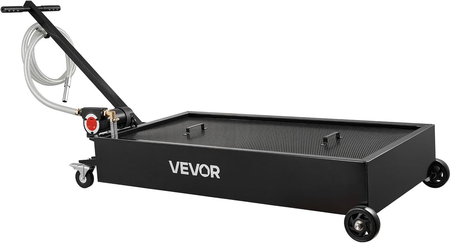 VEVOR Low Profile Oil Drain Pan, 15 Gallon Capacity, Rolling Oil Drain Pan with Electric Pump & 7.2 ft Hose, Leak-Proof & Corrosion-Resistant, Fit for Cars, SUVs, Trucks, Motorcycles, ATVs, Metal