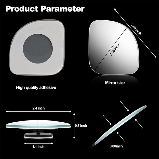 Mudder 4 Pcs Blind Spot Automobile Car Mirror Glass Frameless Convex Mirror Blindspot Side Blindspot Rearview Wide-angled Rear View Mirrors with Adjustable Stick for Suv Trucks Car Accessories