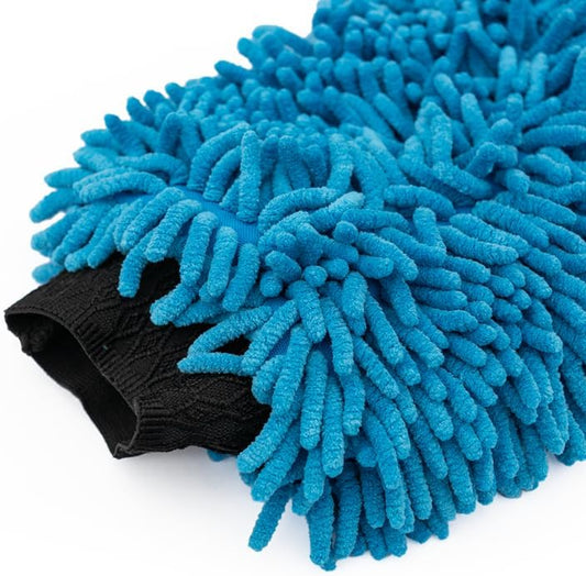 The Rag Company - Premium Chenille Microfiber Knobby Wash Mitts - Perfect for Car Washing and Detailing; Scratch-Free, Lint-Free, Double-Sided, Plush, and Absorbent; Lime Green + Blue (2-Pack)