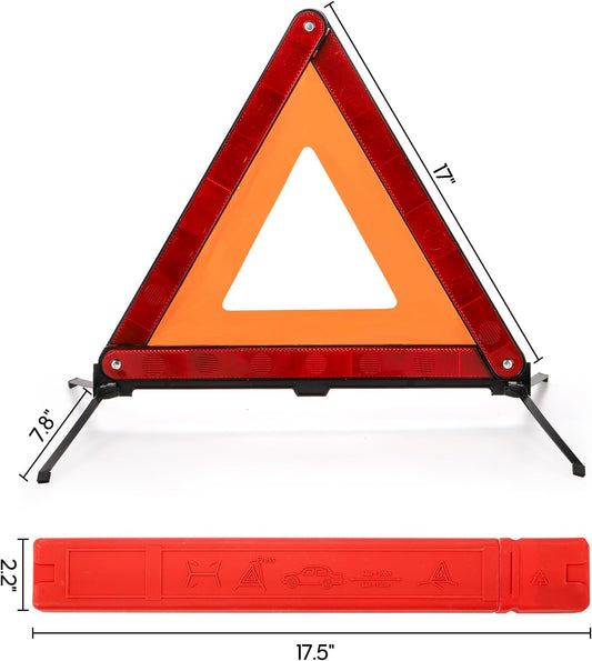 Fasmov 3 Pack Emergency Warning Triangle Kit, High Visibility Reflective Safety Triangle, Road Emergency Reflector for All Vehicles & Cars