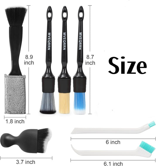 10PCS Car Detailing Brush Set,Boars Hair Car Cleaning Detail Brush kit,Ultra Soft No Scratch Car Dust Brush,Car Interior Detailing Brushes Kit,Detail Brushes Car Detailing for Interior Exterior(green)