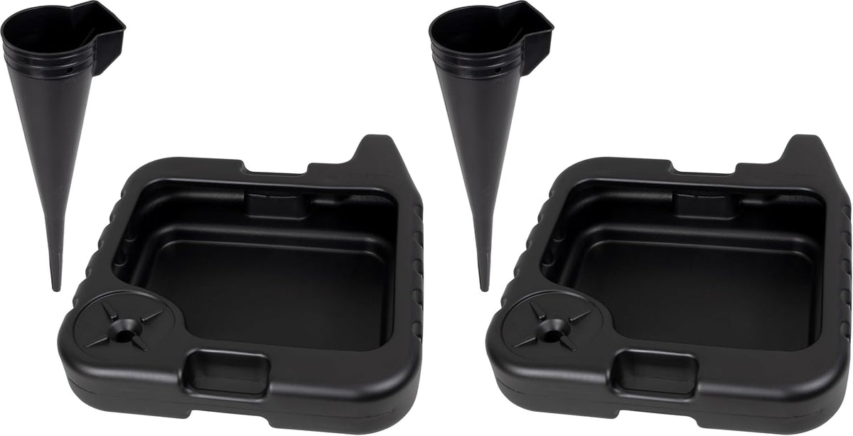Scepter AMKIT01 15.5 Quart Oil Drain Pan with Pour Spout and 18-Inch Mechanics Funnel Kit for Automotive Fluids Including Engine Oil, Anti-Freeze, Transmission Fluid and More, Black