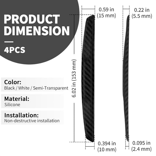 6 Inch 4Pcs 3D Carbon Fiber Texture Car Door Edge Protector Trim Strip Anti-Scratch and Anti-Collision Side Door Protectors Vehicle Exterior Accessories Sticker Black