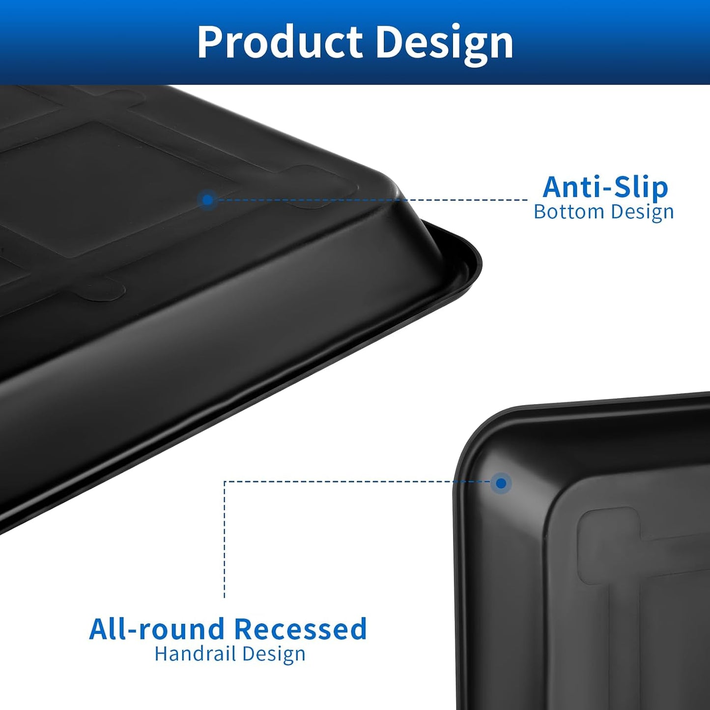 22.8'' x 21.6'' Oil Drain Pan,Drip Tray Oil Drip Pan for Under Car Plastic Oil Tray- Leak Proof Mini Fridge Drip Pan,Oil Drain Pans for Changing Oil,Oil Drip Pan for Under Car,Black(2 Pcs)