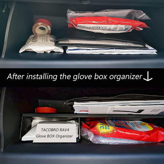 TACORBO Glove Box Organizer Compatible with RAV4 2025 2024 2023 2022 2021 2020 2019 Accessories, Insert Glove Compartment Dividers Black ABS Materials – Not for Large Glove Box Versions