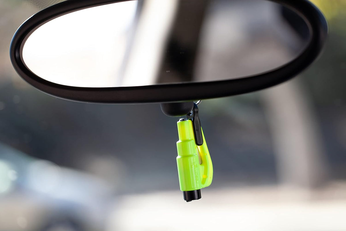 resqme The Original Emergency Keychain Car Escape Tool, 2-in-1 Seatbelt Cutter and Window Breaker, Made in USA, Pack of 6, Yellow - Compact Emergency Hammer