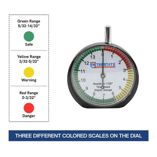 Interstate Pneumatics TG32 Professional Dial Type Tire Tread Depth Gauge