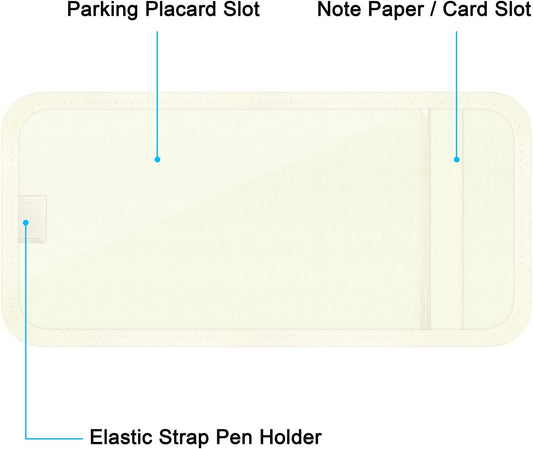 Handicap Placard Holder for Auto, Wisdompro Disabled Parking Permit Sign Protector for Car Sun Visor with Note Paper Slot, Pen Holder and Elastic Strap - Black