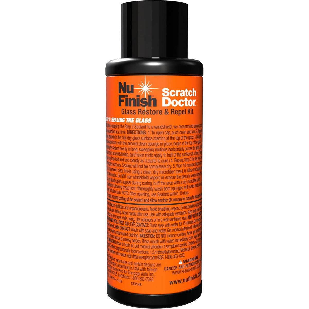 Nu Finish Glass Restore & Repel Kit, Two Step Regimen for Car Windshield, Includes Polishing Compound, Ceramic Sealant, Precision Applicator Tool, and 2 Reusable Sponges