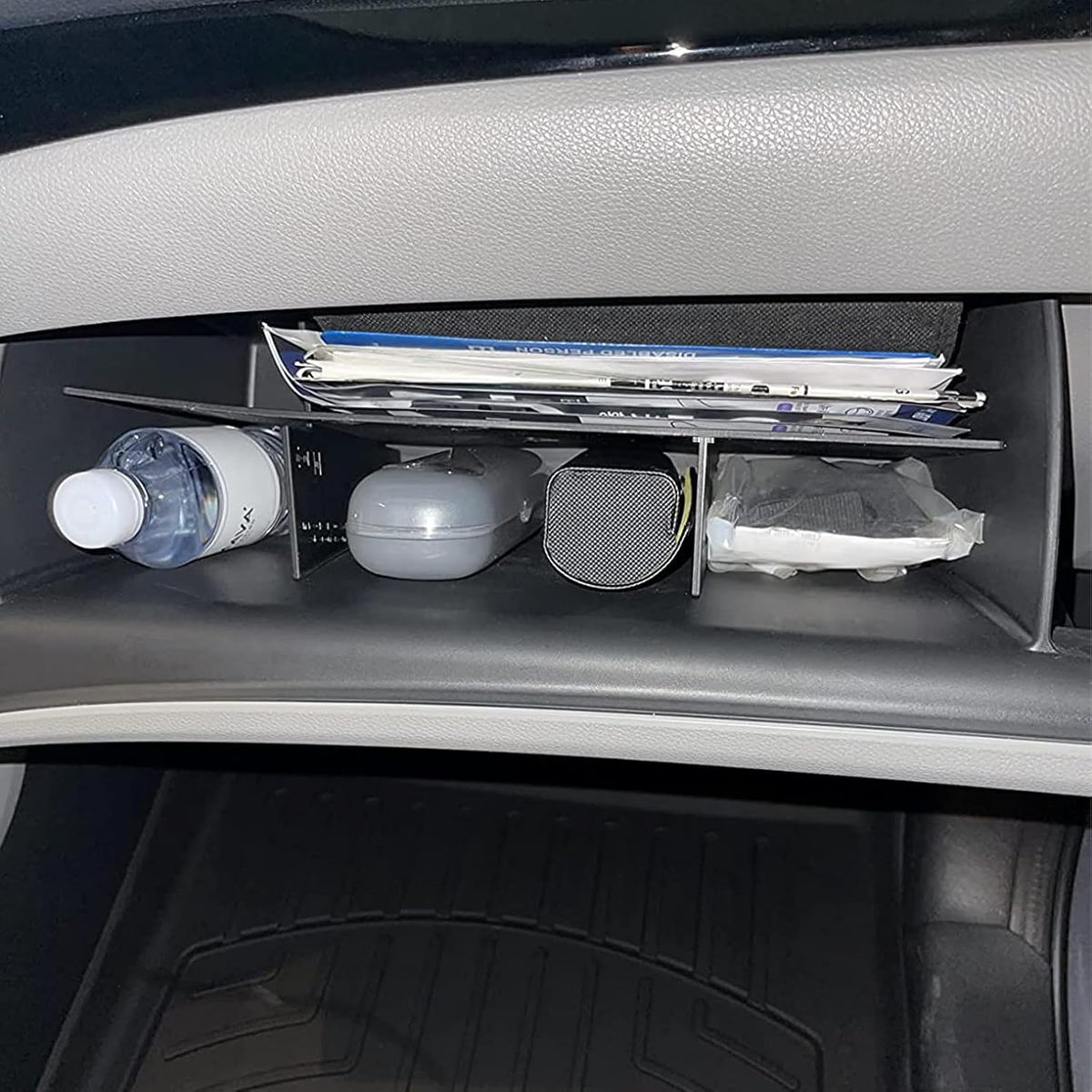 HGWEI Glove Box Organizer Compatible with Honda Pilot 2016-2022 / Ridgeline 2017-2022 2023/ Passport 2019-2022 2023 Accessories, Insert Compartment Tray ABS Black Materials Dividers