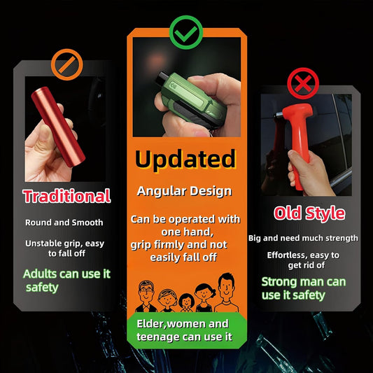 Window Breaker and Seatbelt Cutter Keychain,2 in 1 Car Safety Hammer Glass Break Under Water,Emergency Window Punch Escape Tool for Vehicle (3, redgreenorange)