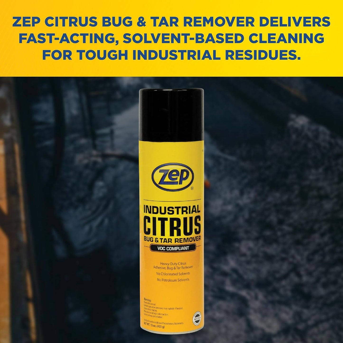 Zep Industrial Citrus Bug and Tar Remover - (Pack of 1) L93321 - Heavy Duty Adhesive Remover, No Chlorinated or Petroleum Solvents, Rinses Clean, Fresh Citrus Scent