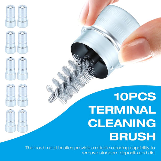10pcs Stainless Steel Battery Tterminal Cleaner,Battery Terminal Cleaning Brushes, Universal Battery Post Cleaner Tool for Car, Truck, Marine Top & Side Terminals Dirt Removal