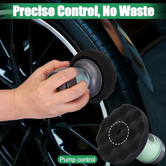 Flow Tire Shine Applicator, Reusable Car & Truck Tire Dressing Applicator, No-Drip Streak-Free Tire Shine Applicator Pad, Car Detailing Foam Sponge Pad for All Tire Shine & Gels(Black+Green)