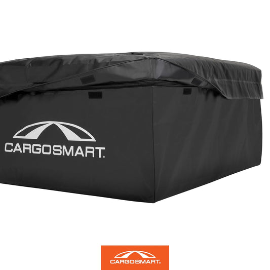 CARGOSMART CargoSmart Soft Sided Car Top Cargo Bag, 38”x38”x18” – Adds up to 15 Cubic Feet of Storage – Easily Mounts to Vehicle’s Roof Rack or Roof Top Basket – Heavy-Duty Vinyl, Black