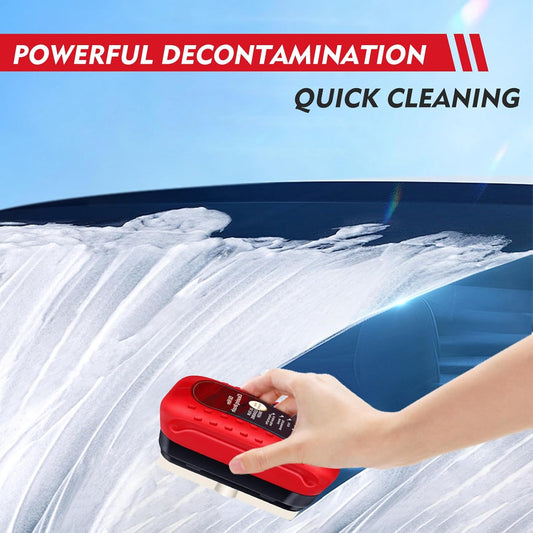Automotive Oil Film Cleaning Brush with Reusable Foam Sprayer, Upgraded Antifog Glass Cleaning Board, Glass Oil Film Remover for Car Windows & Windshields, Versatile Car Glass Cleaner Brush (Red)