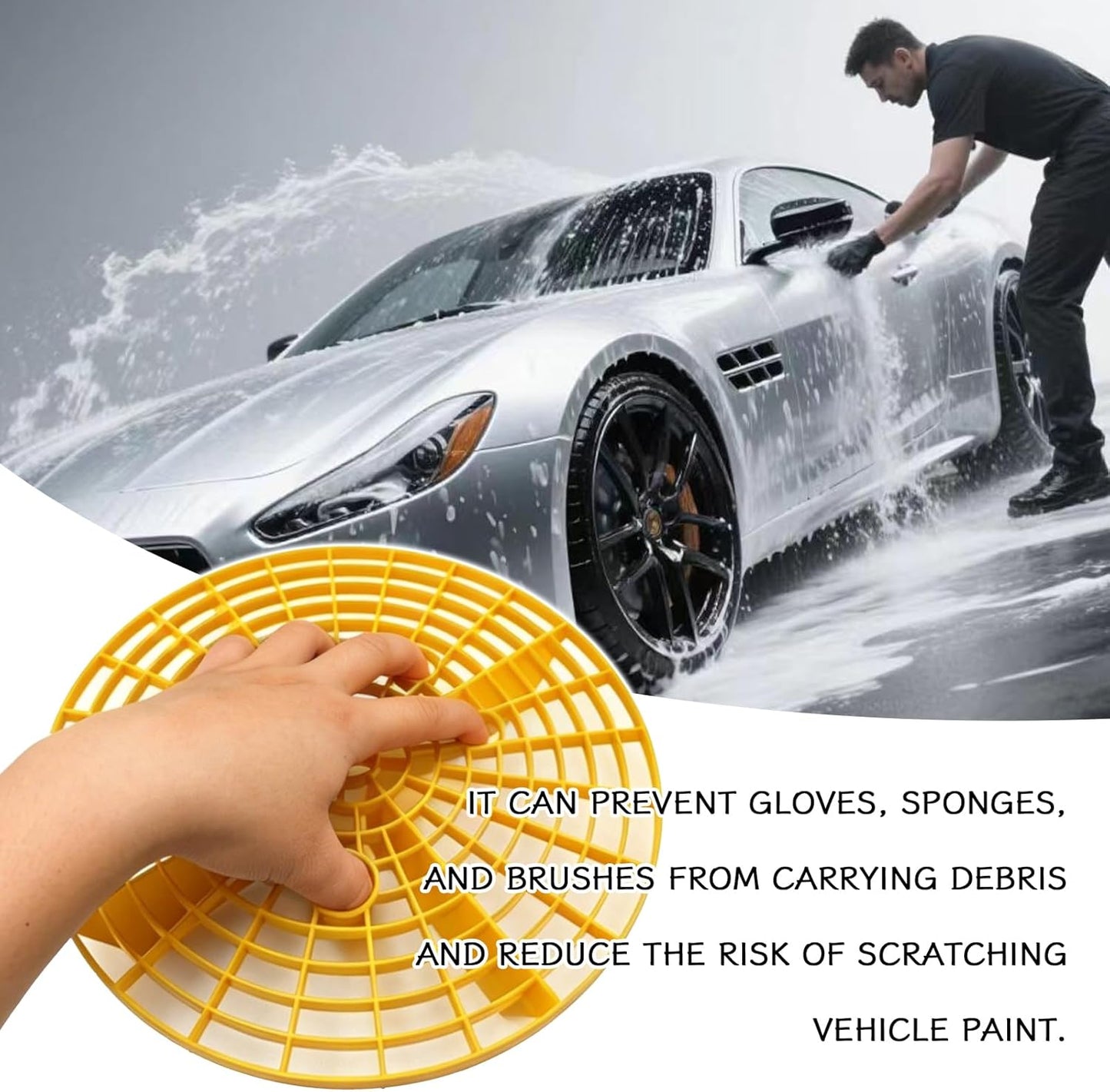 2 PCS Car Wash Bucket Insert Dirt Guard, Grit Trap Dirt Lock Filter for 3-5 Gallon 12 Inch Buckets, Automotive Detailing Wash Tool for to Prevent Swirl Marks (Black+Red)