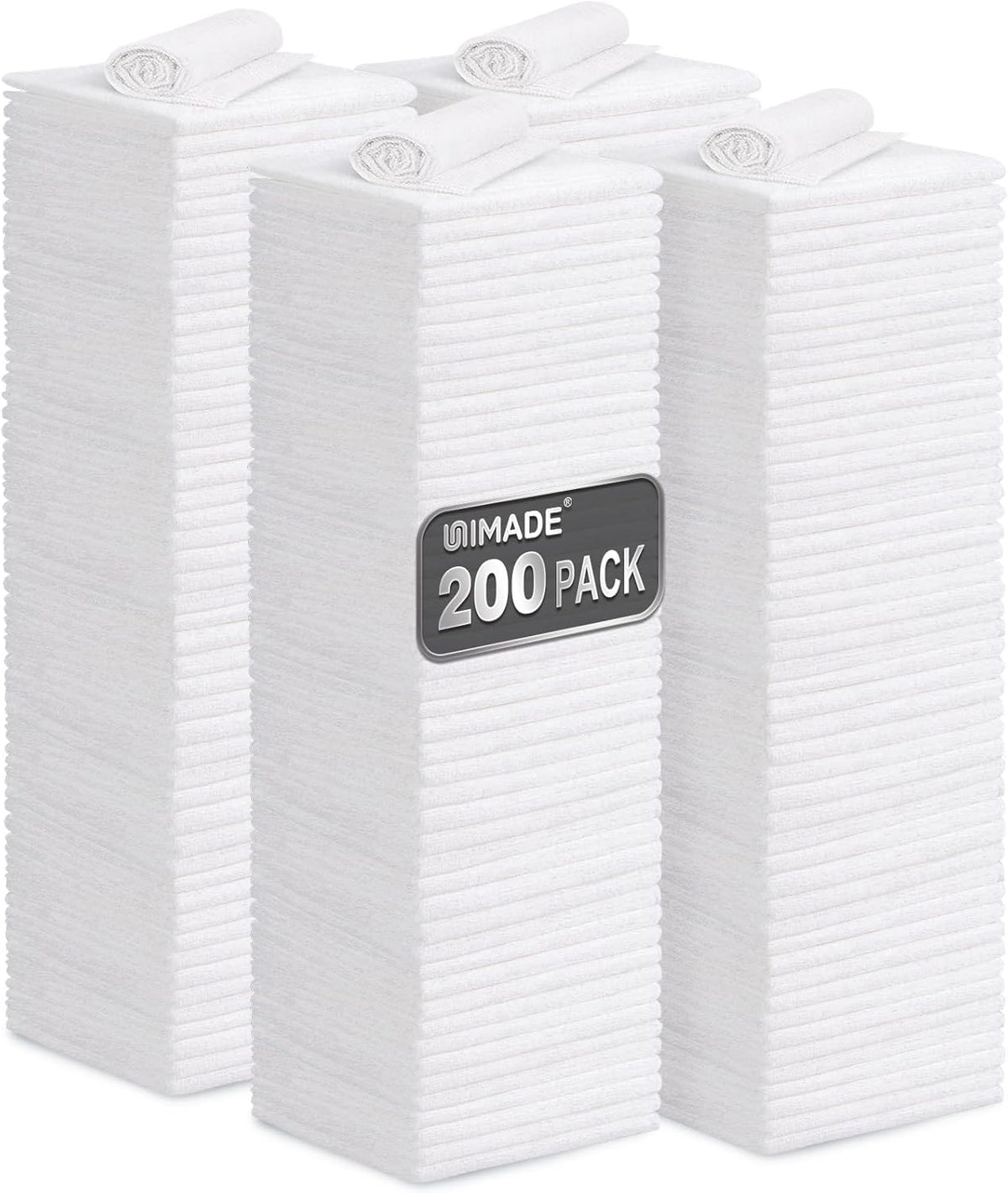 UNIMADE Microfiber Cleaning Cloth, 100 Pack Microfiber Towels for Cars Commercial Grade Work Rags Bulk Detailing Cloth for Automotive Bar Mechanic Restaurant Garage Housekeeping, 11.5"x 11.5", Grey