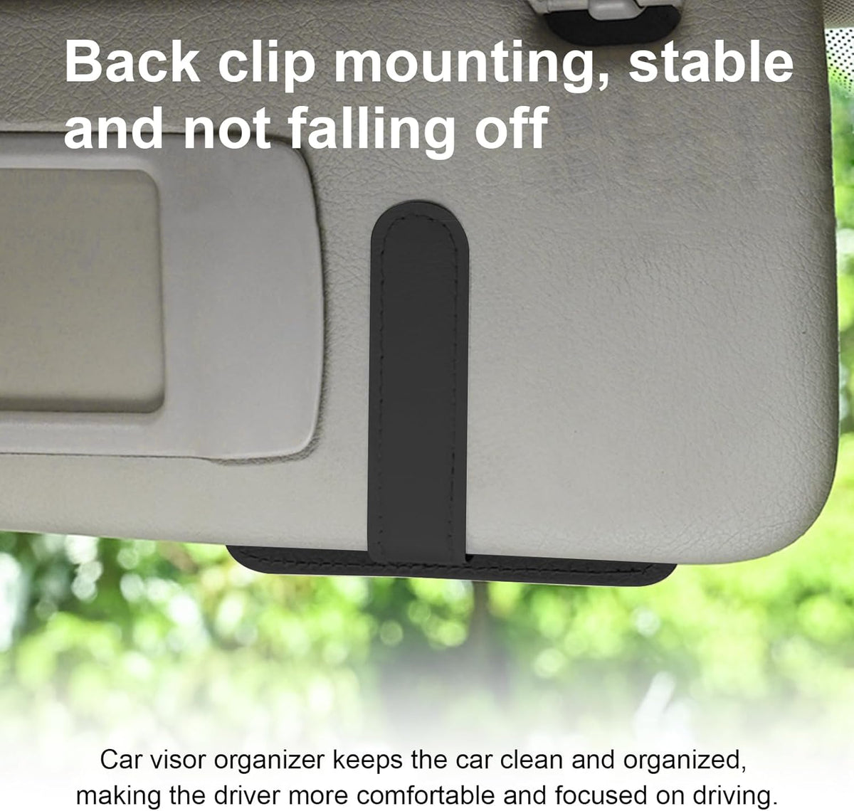 Augeny Car Sun Visor Organizer, Small Auto Visor Organizer and Storage, Registration and Document Holder, Vehicle Accessories for Sunglasses, Document, Card, Pen, Driver License (Black)