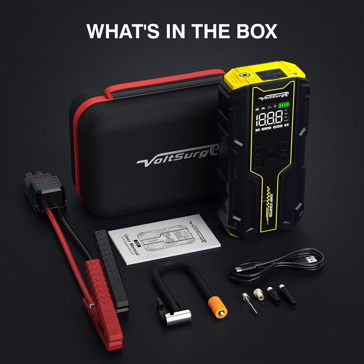 4000A Portable Jump Starter for Car, 12V Jump Box for Engine Max 7.0L Gas/5.5L Diese, Jumper Starter Battery Charger Pack with LED Flashlight & USB Port