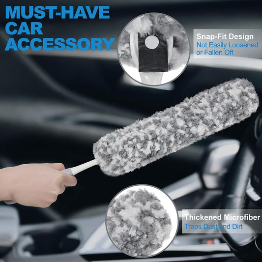 12" Microfiber Car Duster – Soft Interior Detail Brush for Dash, Seats, Vents & Console – Scratch‑Free, Washable Dust Remover for Car Interior Detailing