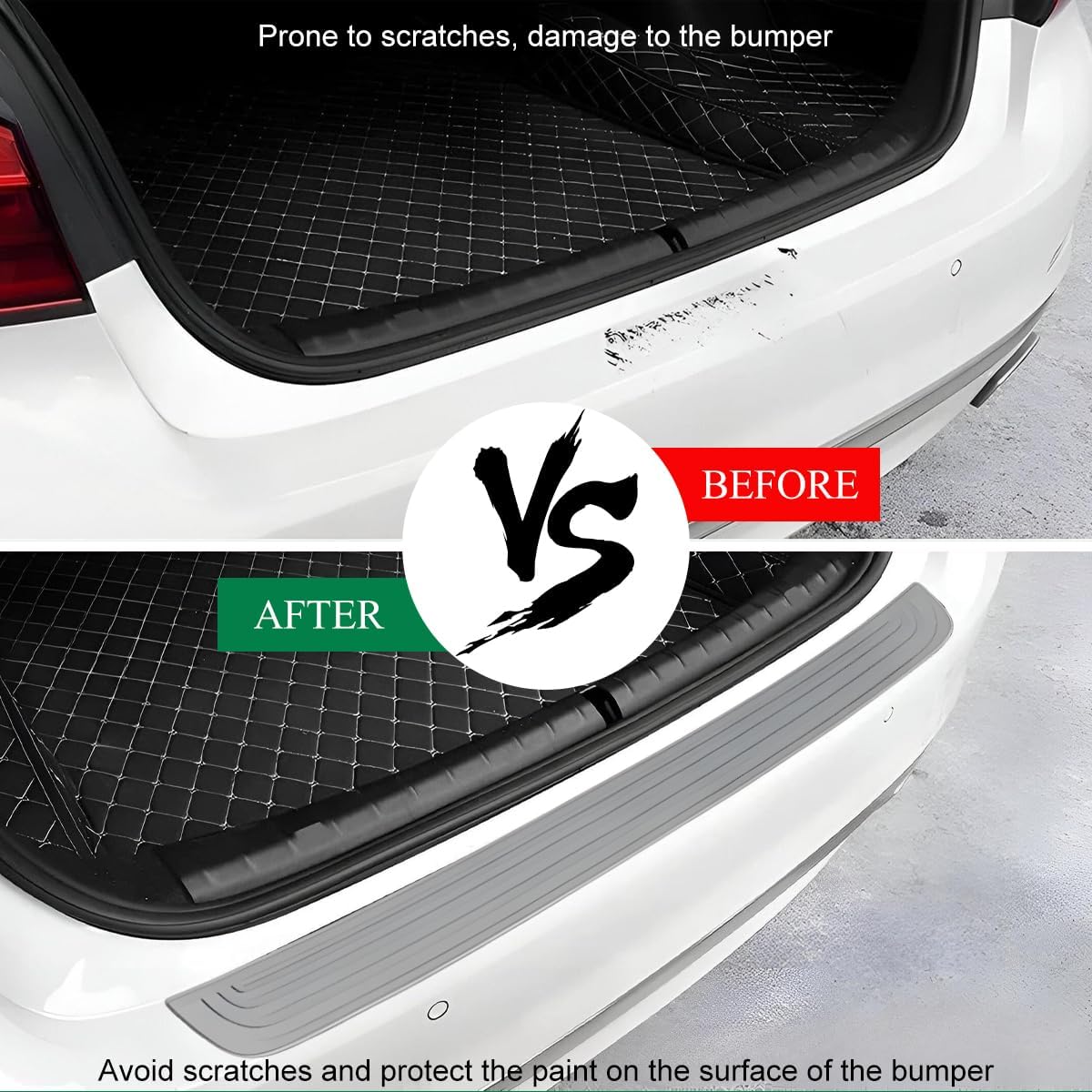 Car Rear Bumper Protector Guard, Anti-Scratch Auto Trunk Door Entry Protection Strip, Non-Slip Rubber Bumper Protective Cover Guard for Most Cars Trucks SUVs (Black, 41")