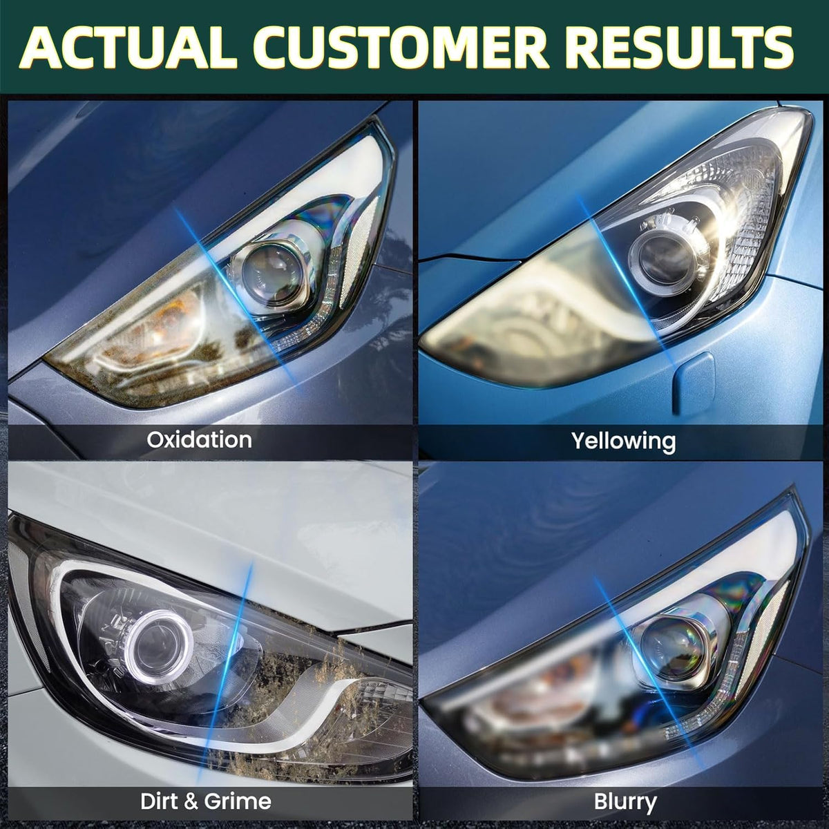 Headlight Restoration Cleaner – Instant Removal of Oxidation, Yellowing & Stains, Restores Cloudy Headlamps to Like New Condition, Portable Spray for All Cars –180ml/6.8oz