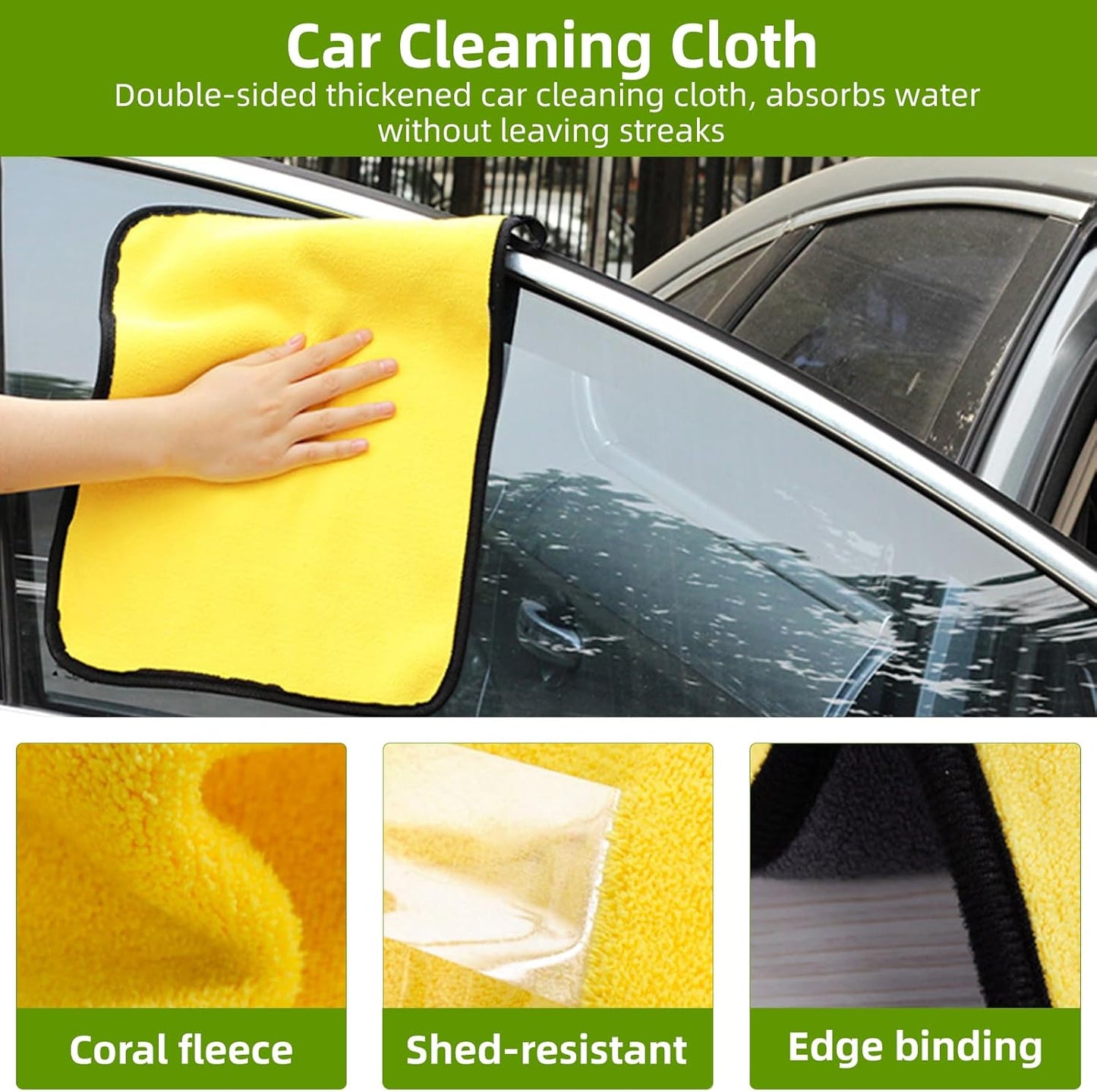 62" Car Wash Brush with Long Handle Chenille Microfiber Car Wash Mop Mitt, Wheel Brush, Windshield Window Squeegee, Car Duster Microfiber Towel, Gloves, for Cleaning Cars, RV, Truck, Boat