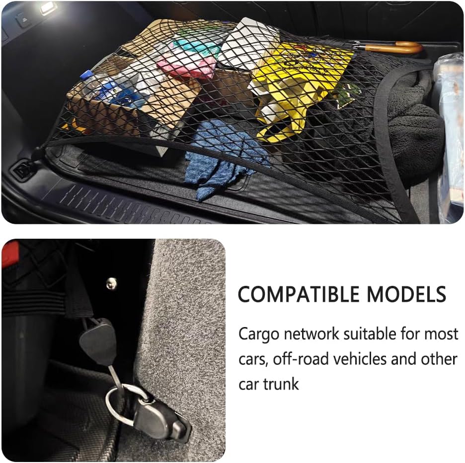 Cargo Net for SUV,Upgraded Highly Elastic Truck Cargo Net with Trunk Net Hooks - Stretch to 62.99"X47.24",Premium Truck Bed Netting for Cargo for Car Organizer and Storage (31.1x22.8)