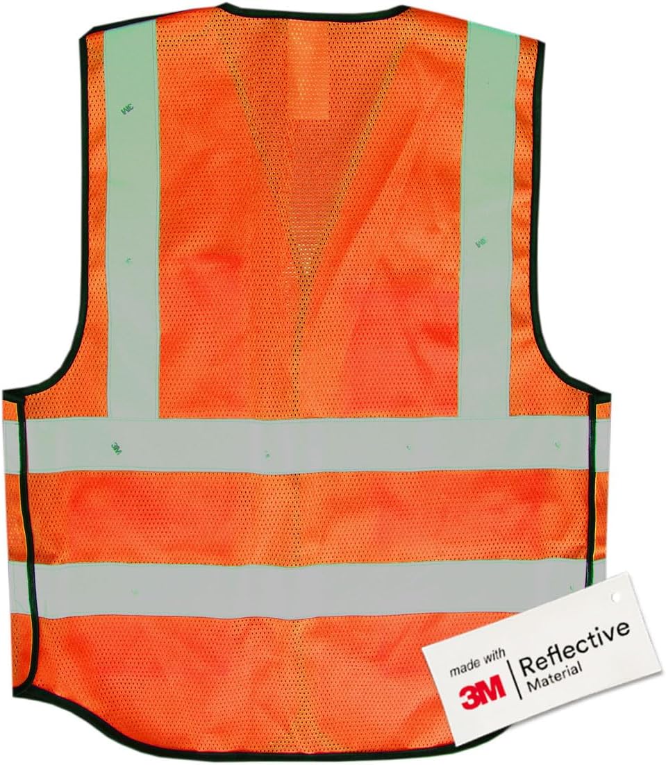 Salzmann Breakaway Mesh Reflective Vest | Hi Vis Vest | US ANSI/ISEA 107 | Made with 3M Reflective Material | 5-Point Breakaway with Pockets & Zipper | Yellow, Orange – 5 Sizes