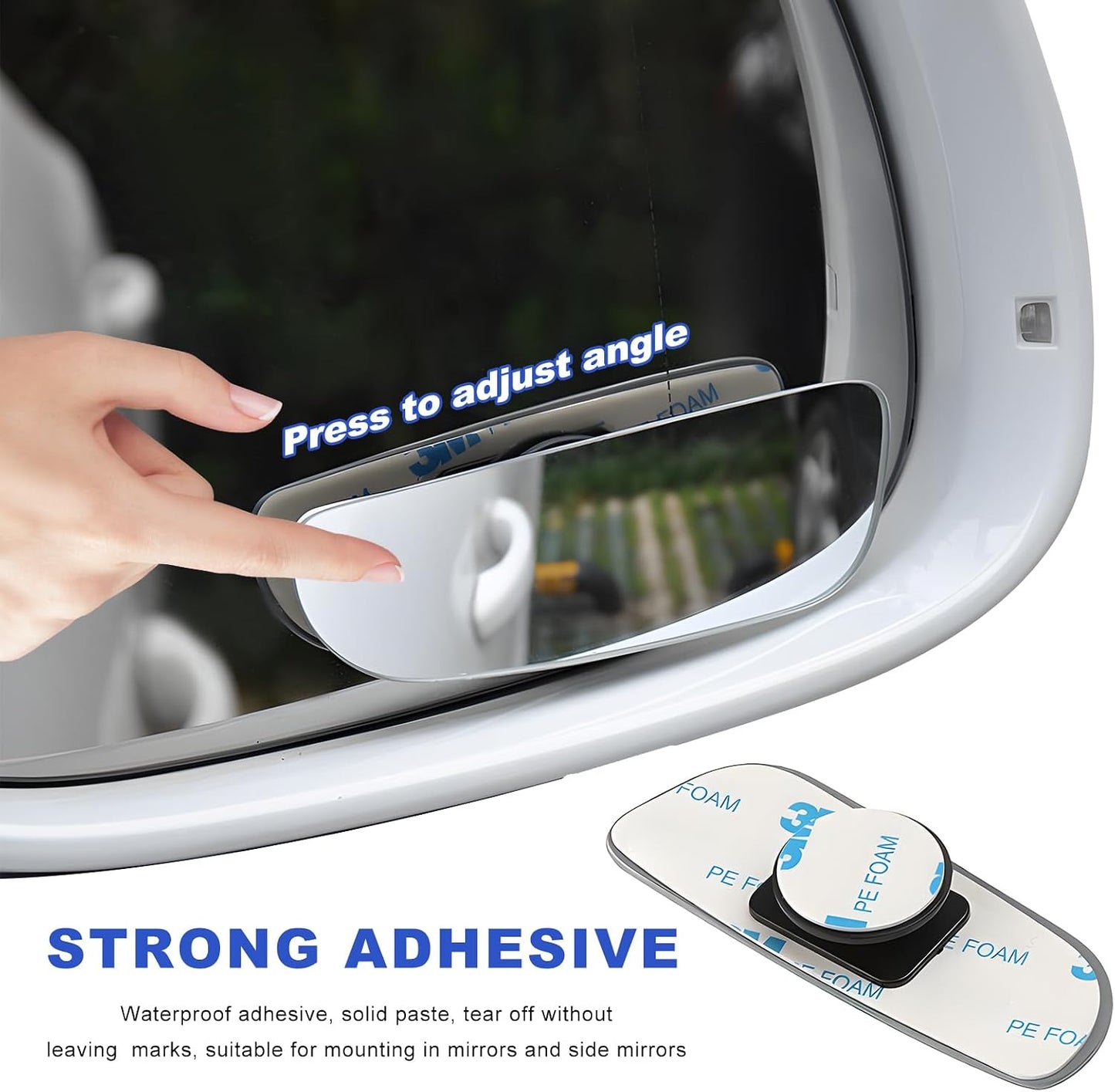 2 PCS Blind Spot Mirror, Adjustable Wide Angle Convex Side Rearview Mirrors, Long Framed Rectangular HD Glass Rear View Mirror for Sedans SUVs Trucks, Car Accessories (Framed Medium)