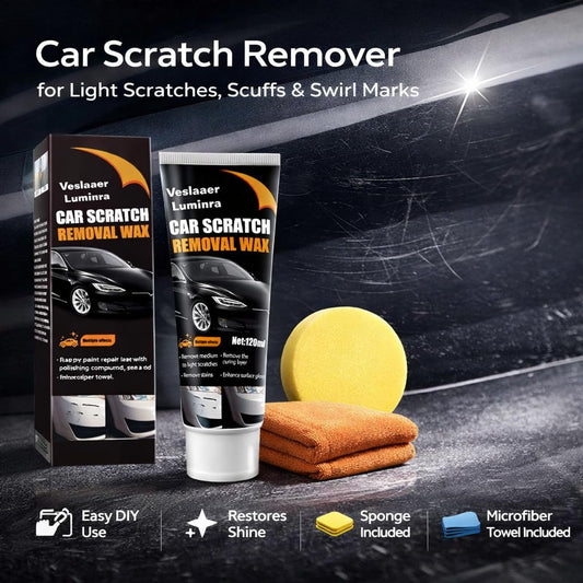 Car Scratch Remover for Light Scratches & Scuffs, Easy DIY Car Paint Repair Kit to Reduce Swirl Marks and Restore Shine, Polishing Compound with Sponge & Microfiber Towel (2Pcs)