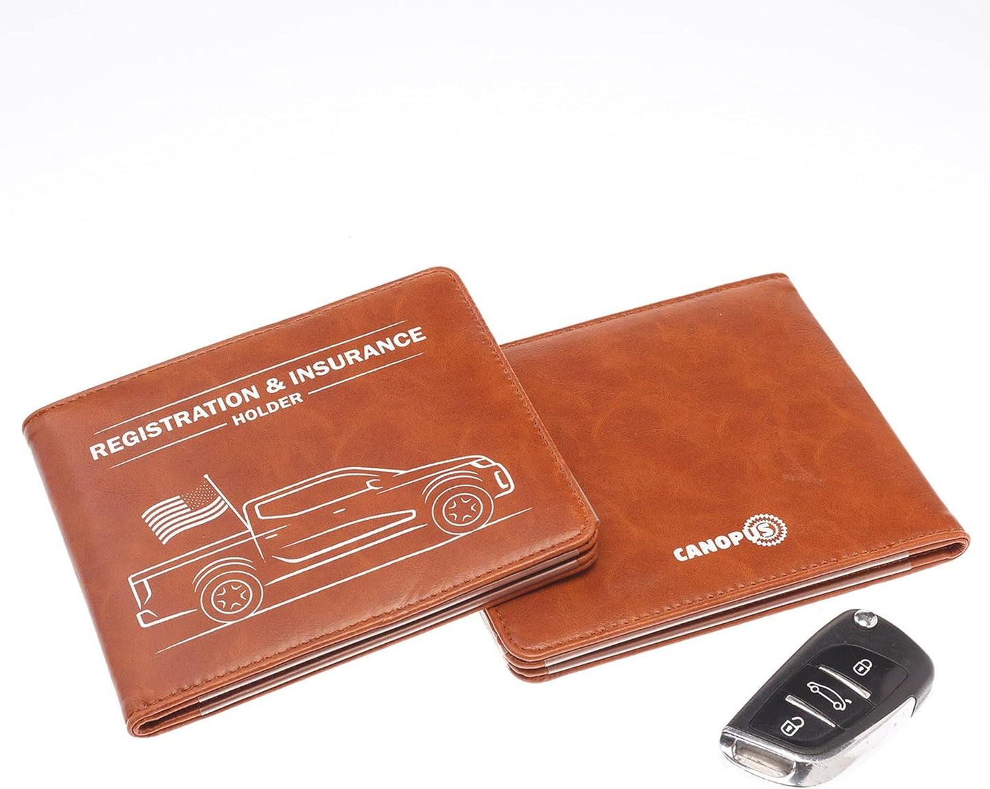 CANOPUS Car Registration & Insurance Holder with Magnetic Closure, Vehicle Document Organizer, Auto Glove Box Wallet, Includes 2 EZ Pass Strip Sets – Truck