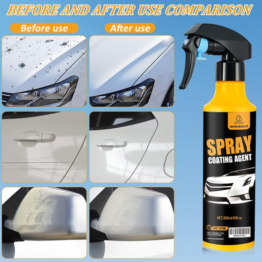 Car Coating Spray Kit, Nano Hydrophobic Ceramic Coating, Easy-to-Spray Auto Paint Protection, Includes Microfiber Cloth for Vehicle Shine & Protection300ml(1sponge+1towel)