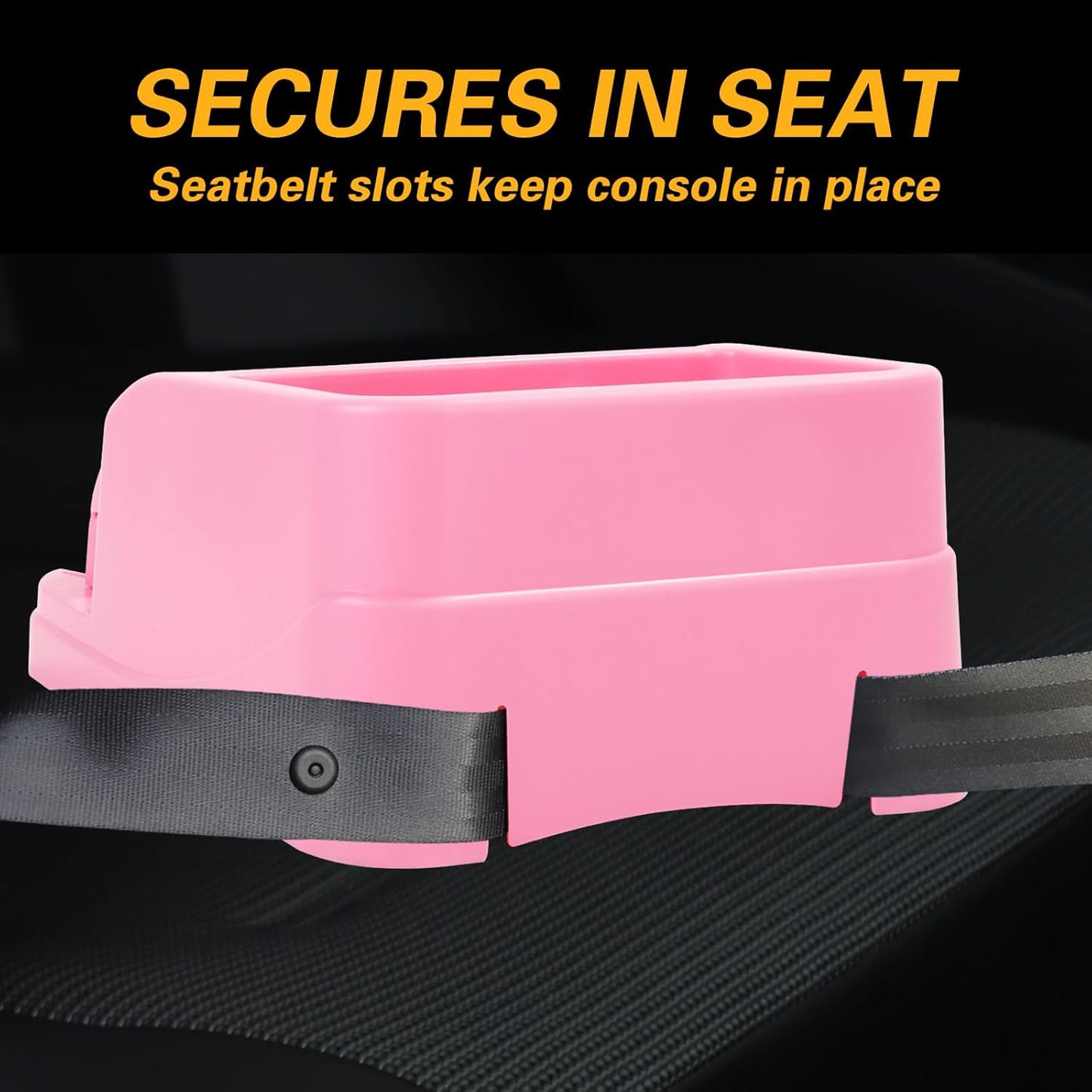 Large Size Plastic Console for Cars, Trucks, Minivans, SUVs with 2 Adjustable Drink Cup Holders Phone Book Holder, Back Bench and Front Seat or Floor Middle Console Universal Vehicle Organizer Black