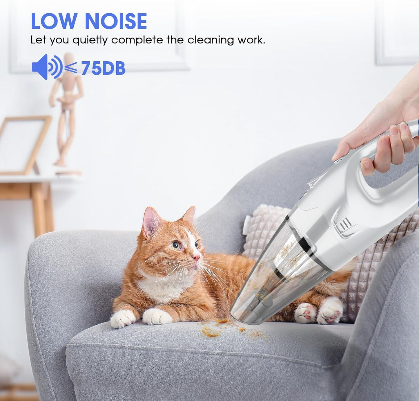 YOOHI Handheld Vacuum Cordless Rechargeable – 6000Pa Mini Hand Held Vacuum, LED Light, 20–25 Mins Runtime, USB Charging, 500ML Cup – Lightweight Small Vacuum Cleaner Cordless for Car/Office/Home