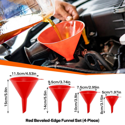 10Pcs Funnels for Automotive Use, Wide Mouth Plastic Oil Funnel Set | Flexible Long Neck Fuel Funnel Kit with Spout & Filter for Filling Car Engine Oil, Gasoline, Diesel, Coolant, Fluid