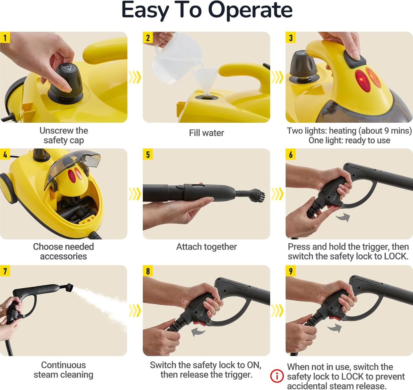 STEAMBOT® Heavy Duty Steam Cleaner with 2L Large Water Tank, 28-in-1 Multipurpose steam cleaner for home, High Temperature Deep Cleaning for Grout, Floor, Tile, Oven, Car, Window&Kitchen,no chemical
