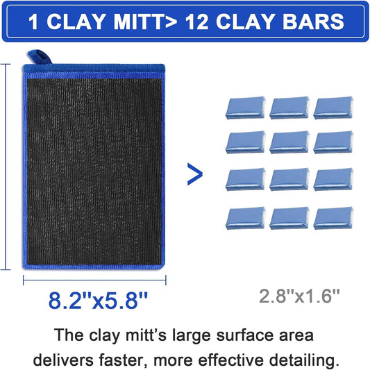 Clay Mitt Auto Detailing 4 Pack, Fine Grade Microfiber Car Clay Bar Mitt, DIY Detail Tool & Kit Car Detailing Alternative (Blue)