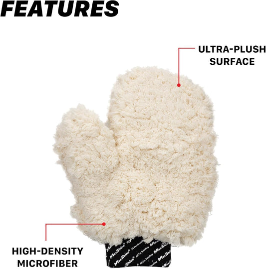 Maxshine Universal Ultra-Plush Microfiber Car Wash Mitt with Thumb – Super Absorbent, Ultra-Soft Wash Mitt for Scratch-Free Car Washing – Comfortable, Washable & Reusable Mitt for Auto Detailing