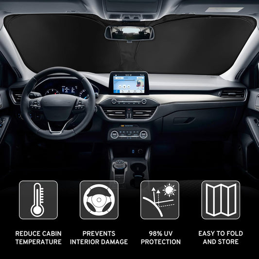 Car Windshield Sun Shade Sunshade Compatible with Honda Fit EX EXL Sport Engine 2024 2023 2022 2021 2020-2007 Accessories, Car Front Window Sun Shield