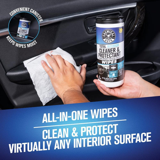 Chemical Guys Canister Wipes - Total Interior Cleaner & Protectant, Great For Cars, Trucks, SUVs, RVs, & More (60 Ct)