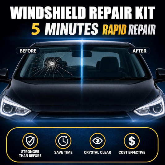 Upgraded Windshield Repair Kit for Chips & Cracks, Professional Windshield Crack Repair Kit with Type-C & UV Curing Light, Nano Car Glass Chip Repair Fluid for Star, Bulls-Eye & Long Cracks