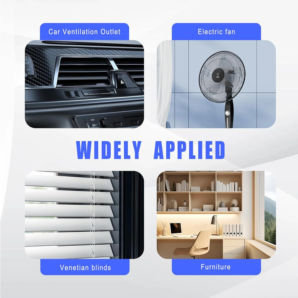 4 PCS Fan Cleaner Brush, Cobweb Duster Bendable Fan Duster, Plastic Dust Cleaner Reusable Head Ceiling Brush Microfiber Dirt Remover for AC Radiator Car Vents Blinds Shutters Window (Blue)